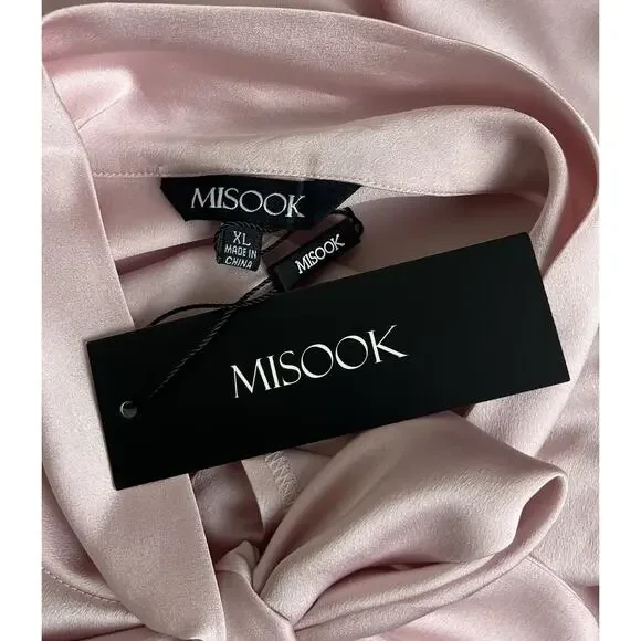 Misook Loop and Tie Sleeveless Blouse Pink Pullover Top Silky Size XL NEW - Picture 8 of 9